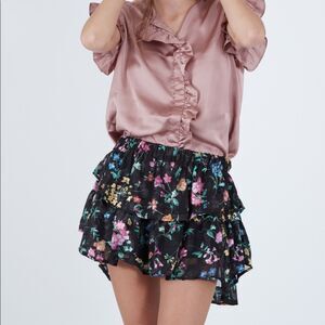 Koch Black Floral Ivy Mini Skirt Midnight Flower Skirt Women's Size XS